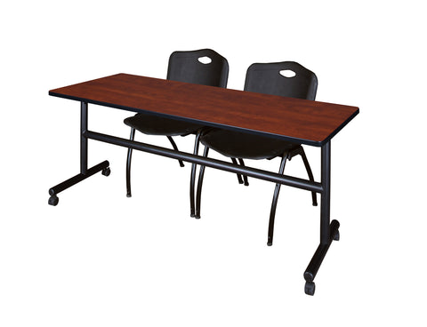Regency Kobe 48 x 24 in. FlipTop Training Nesting Table 2 M Stack Chairs