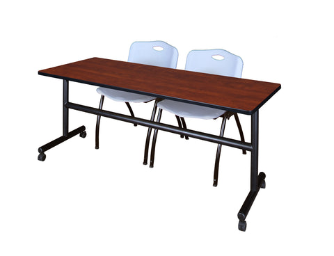 Regency Kobe 48 x 24 in. FlipTop Training Nesting Table 2 M Stack Chairs