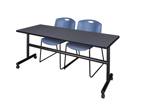 Regency Kobe 48 x 24 in. FlipTop Training Nesting Table 2 Zeng Stack Chairs