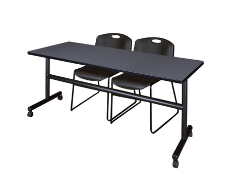 Regency Kobe 48 x 24 in. FlipTop Training Nesting Table 2 Zeng Stack Chairs