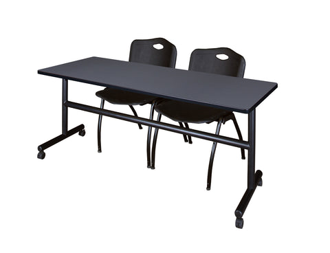 Regency Kobe 48 x 24 in. FlipTop Training Nesting Table 2 M Stack Chairs