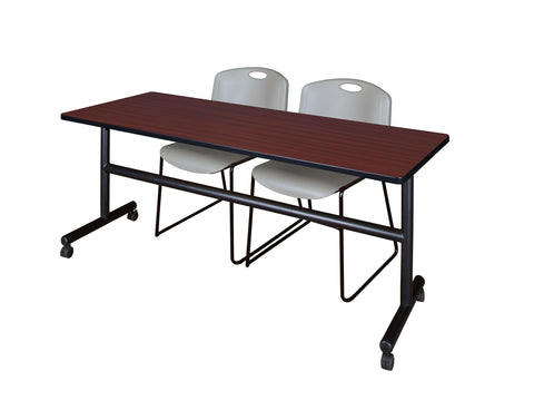 Regency Kobe 48 x 24 in. FlipTop Training Nesting Table 2 Zeng Stack Chairs