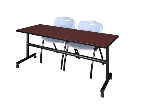 Regency Kobe 48 x 24 in. FlipTop Training Nesting Table 2 M Stack Chairs