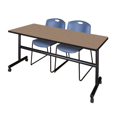Regency Kobe 48 x 24 in. FlipTop Training Nesting Table 2 Zeng Stack Chairs