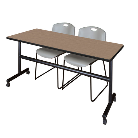 Regency Kobe 48 x 24 in. FlipTop Training Nesting Table 2 Zeng Stack Chairs