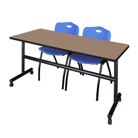 Regency Kobe 48 x 24 in. FlipTop Training Nesting Table 2 M Stack Chairs