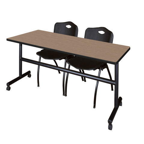 Regency Kobe 48 x 24 in. FlipTop Training Nesting Table 2 M Stack Chairs