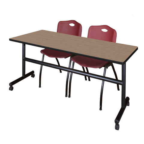 Regency Kobe 48 x 24 in. FlipTop Training Nesting Table 2 M Stack Chairs