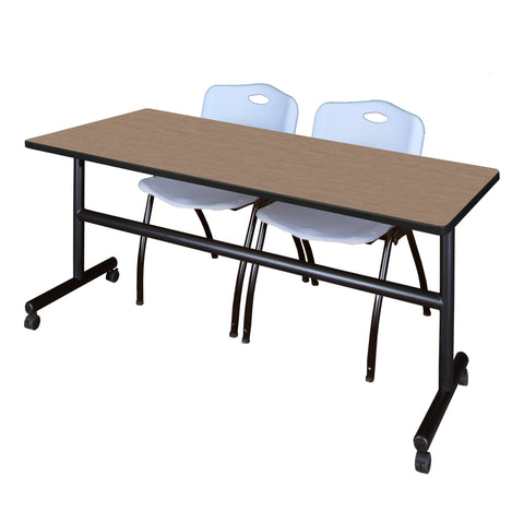 Regency Kobe 48 x 24 in. FlipTop Training Nesting Table 2 M Stack Chairs