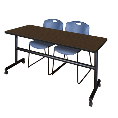 Regency Kobe 48 x 24 in. FlipTop Training Nesting Table 2 Zeng Stack Chairs