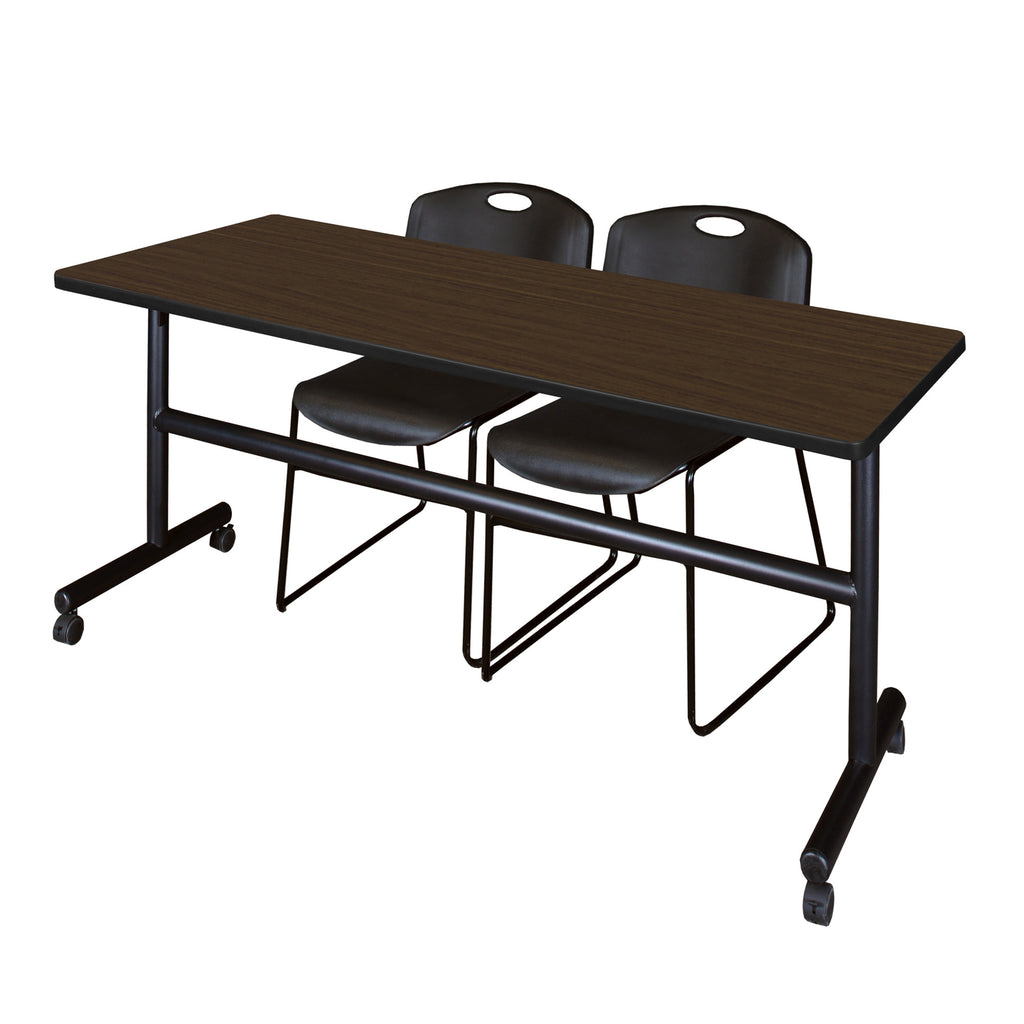 Regency Kobe 48 x 24 in. FlipTop Training Nesting Table 2 Zeng Stack Chairs