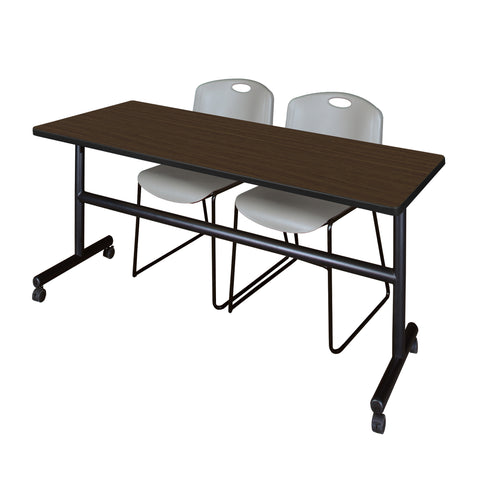Regency Kobe 48 x 24 in. FlipTop Training Nesting Table 2 Zeng Stack Chairs