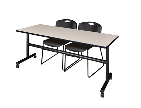 Regency Kobe 48 x 24 in. FlipTop Training Nesting Table 2 Zeng Stack Chairs