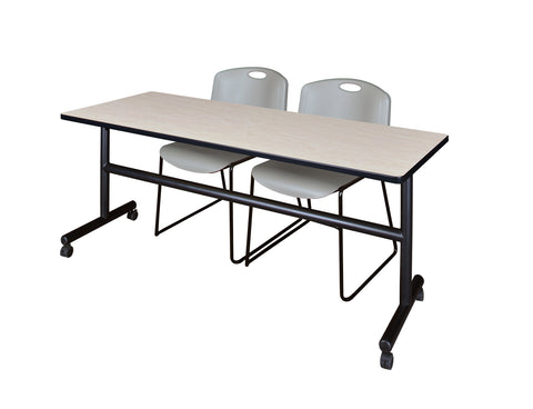 Regency Kobe 48 x 24 in. FlipTop Training Nesting Table 2 Zeng Stack Chairs