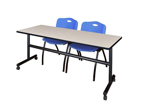 Regency Kobe 48 x 24 in. FlipTop Training Nesting Table 2 M Stack Chairs
