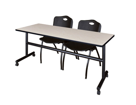 Regency Kobe 48 x 24 in. FlipTop Training Nesting Table 2 M Stack Chairs