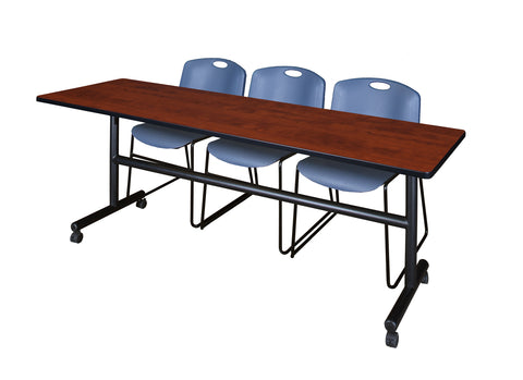 Regency Kobe 48 x 24 in. FlipTop Training Nesting Table 2 Zeng Stack Chairs