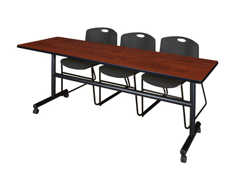 Regency Kobe 48 x 24 in. FlipTop Training Nesting Table 2 Zeng Stack Chairs