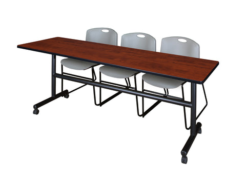 Regency Kobe 48 x 24 in. FlipTop Training Nesting Table 2 Zeng Stack Chairs