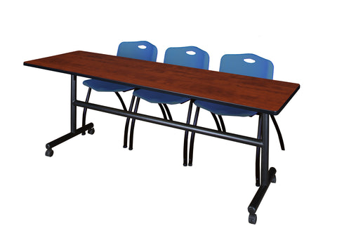 Regency Kobe 48 x 24 in. FlipTop Training Nesting Table 2 M Stack Chairs