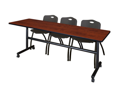 Regency Kobe 48 x 24 in. FlipTop Training Nesting Table 2 M Stack Chairs