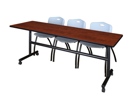 Regency Kobe 48 x 24 in. FlipTop Training Nesting Table 2 M Stack Chairs