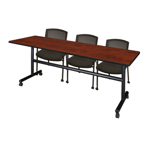 Regency Kobe 48 x 24 in. FlipTop Training Nesting Table & 2 Knight Mesh Chairs