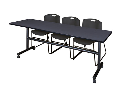 Regency Kobe 48 x 24 in. FlipTop Training Nesting Table 2 Zeng Stack Chairs