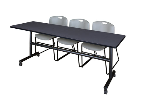Regency Kobe 48 x 24 in. FlipTop Training Nesting Table 2 Zeng Stack Chairs
