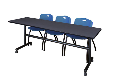 Regency Kobe 48 x 24 in. FlipTop Training Nesting Table 2 M Stack Chairs