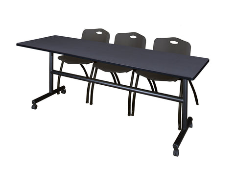 Regency Kobe 48 x 24 in. FlipTop Training Nesting Table 2 M Stack Chairs