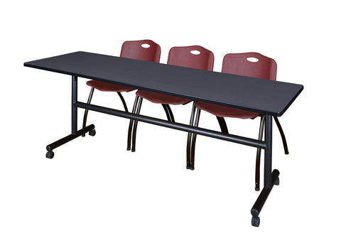 Regency Kobe 48 x 24 in. FlipTop Training Nesting Table 2 M Stack Chairs