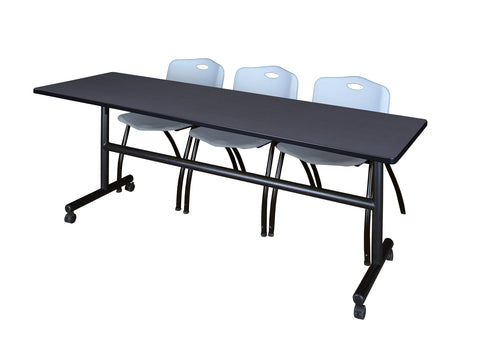 Regency Kobe 48 x 24 in. FlipTop Training Nesting Table 2 M Stack Chairs