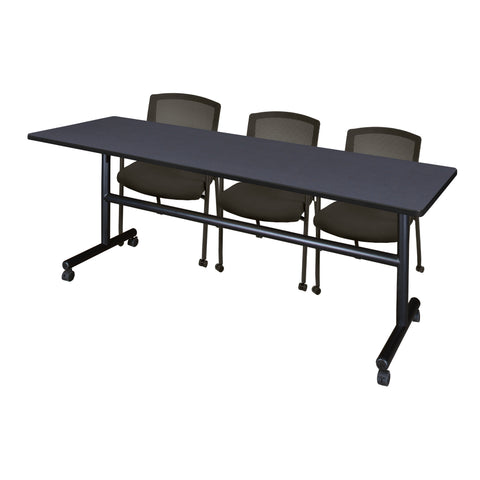 Regency Kobe 48 x 24 in. FlipTop Training Nesting Table & 2 Knight Mesh Chairs