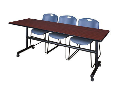 Regency Kobe 48 x 24 in. FlipTop Training Nesting Table 2 Zeng Stack Chairs