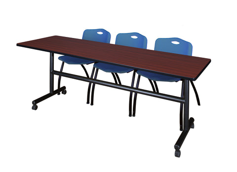 Regency Kobe 48 x 24 in. FlipTop Training Nesting Table 2 M Stack Chairs