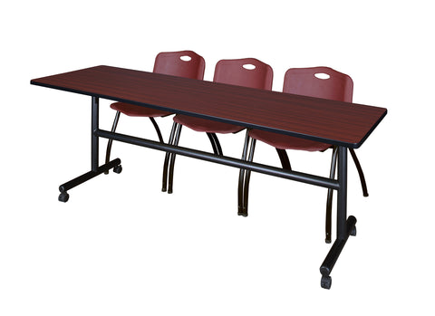 Regency Kobe 48 x 24 in. FlipTop Training Nesting Table 2 M Stack Chairs