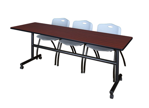 Regency Kobe 48 x 24 in. FlipTop Training Nesting Table 2 M Stack Chairs