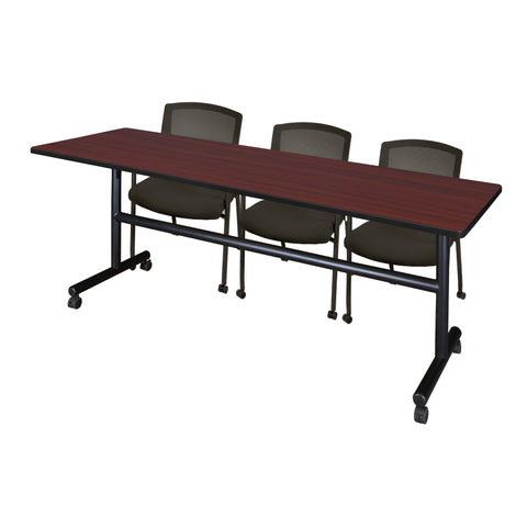 Regency Kobe 48 x 24 in. FlipTop Training Nesting Table & 2 Knight Mesh Chairs