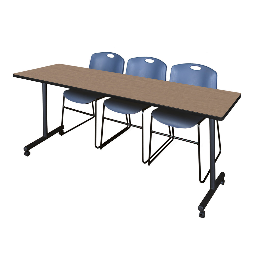 Regency Kobe 48 x 24 in. FlipTop Training Nesting Table 2 Zeng Stack Chairs