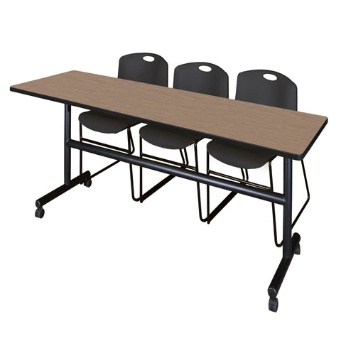 Regency Kobe 48 x 24 in. FlipTop Training Nesting Table 2 Zeng Stack Chairs