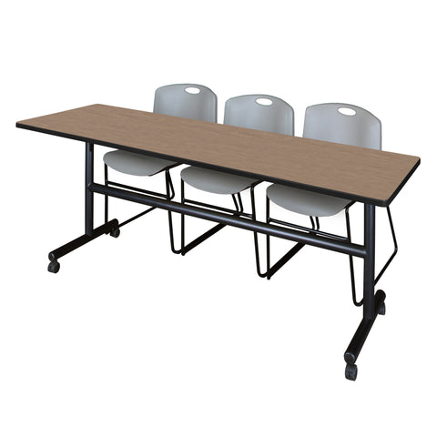 Regency Kobe 48 x 24 in. FlipTop Training Nesting Table 2 Zeng Stack Chairs