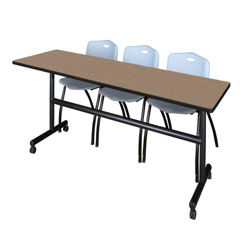 Regency Kobe 48 x 24 in. FlipTop Training Nesting Table 2 M Stack Chairs