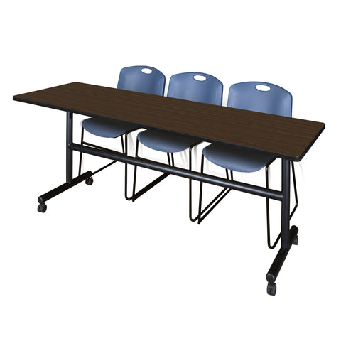 Regency Kobe 48 x 24 in. FlipTop Training Nesting Table 2 Zeng Stack Chairs