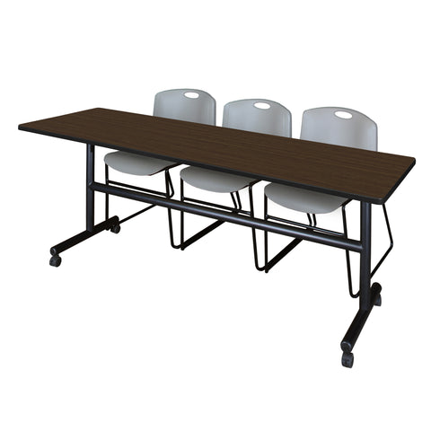Regency Kobe 48 x 24 in. FlipTop Training Nesting Table 2 Zeng Stack Chairs