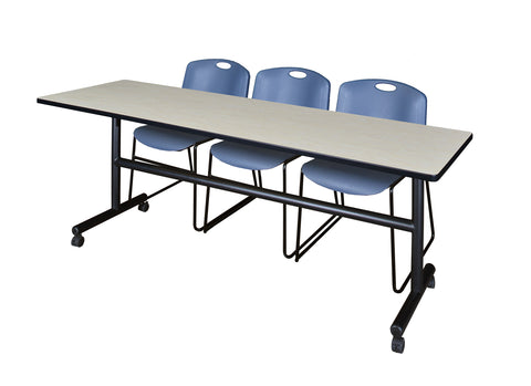 Regency Kobe 48 x 24 in. FlipTop Training Nesting Table 2 Zeng Stack Chairs