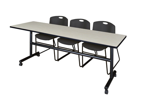 Regency Kobe 48 x 24 in. FlipTop Training Nesting Table 2 Zeng Stack Chairs