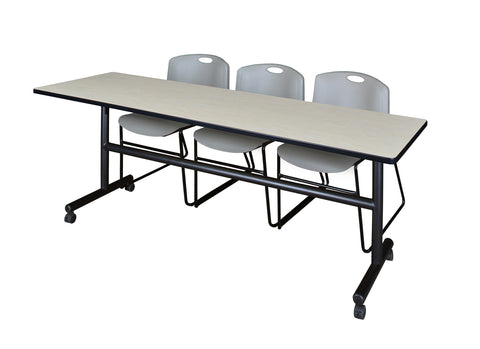 Regency Kobe 48 x 24 in. FlipTop Training Nesting Table 2 Zeng Stack Chairs