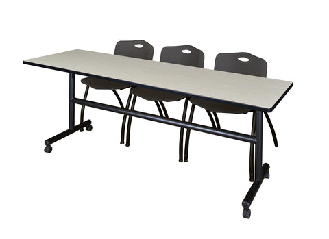 Regency Kobe 48 x 24 in. FlipTop Training Nesting Table 2 M Stack Chairs