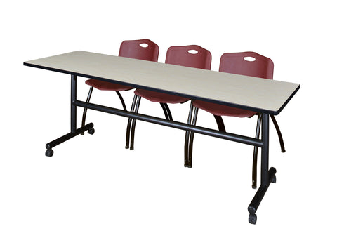 Regency Kobe 48 x 24 in. FlipTop Training Nesting Table 2 M Stack Chairs